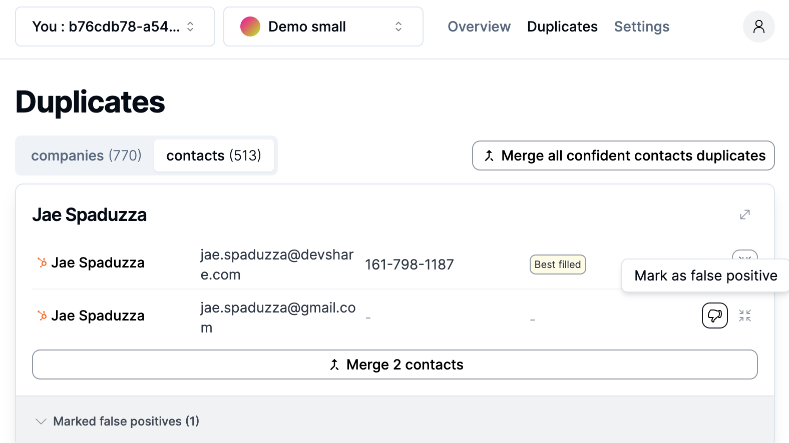 False positives memorization